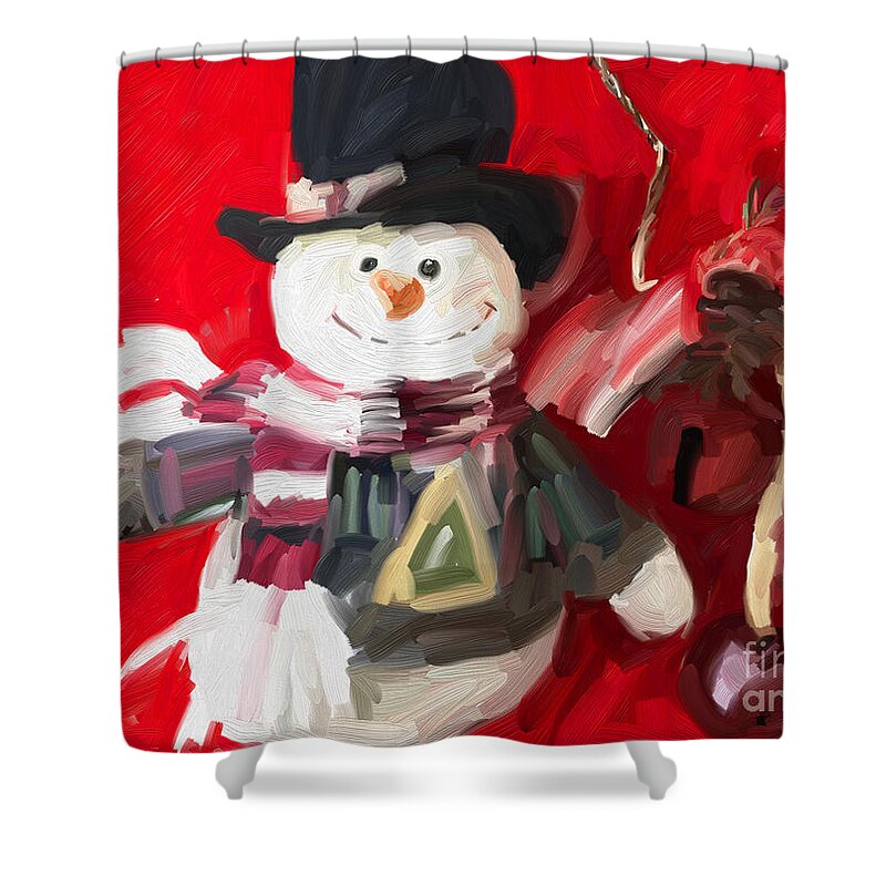 Snowman Christmas Ornament Art Shower Curtain featuring the digital art Snowman Christmas Ornament Art by Patricia Awapara