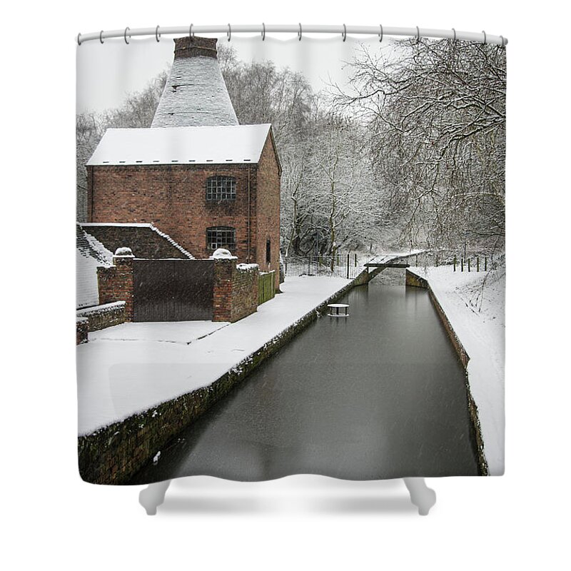 Kiln Shower Curtain featuring the photograph Snowy canal by Average Images