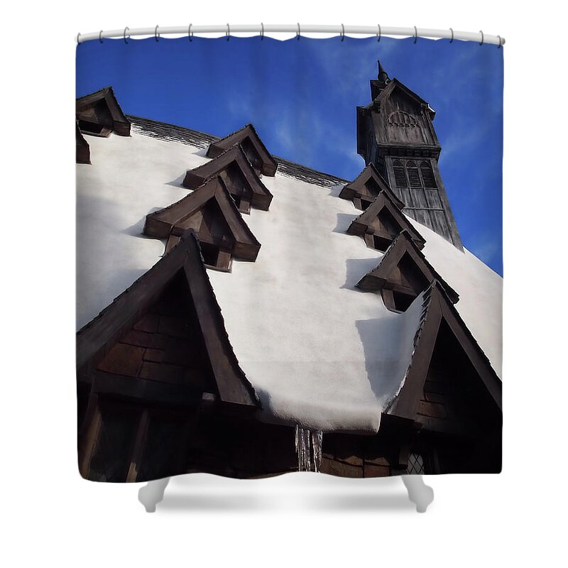 Snowy Shower Curtain featuring the photograph Snowy Hogsmeade Roof III by Scott Olsen