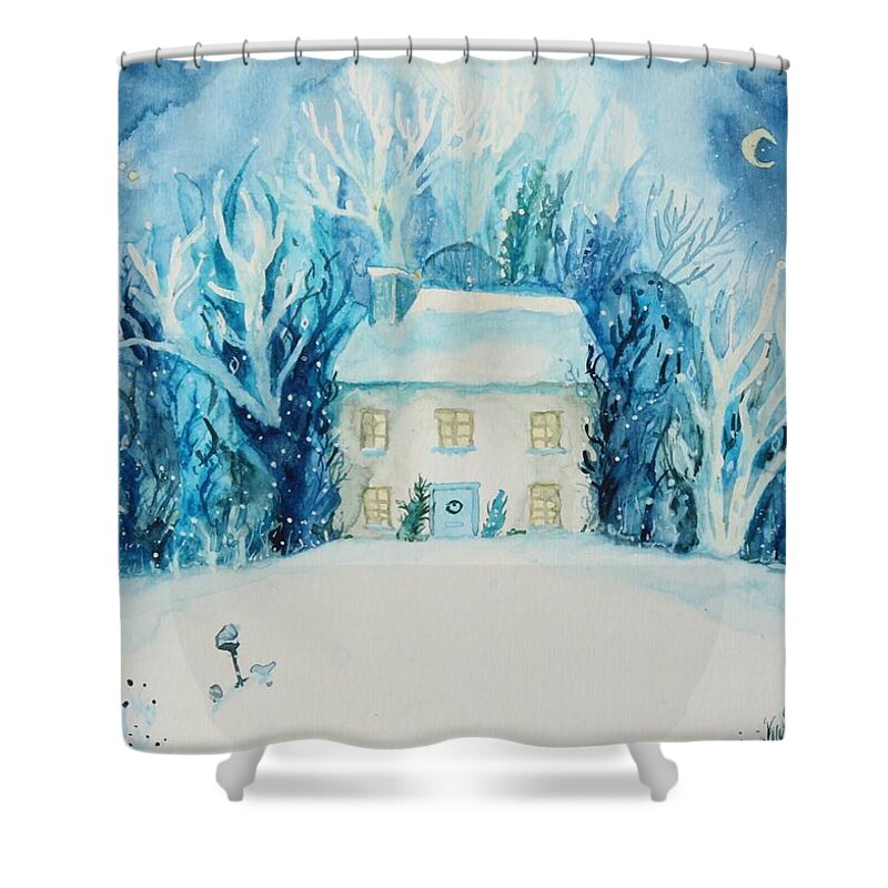  Shower Curtain featuring the painting Snowy Home by Katie Geis