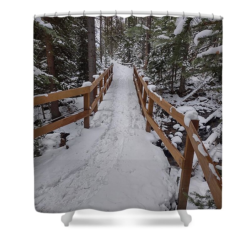 Landscape Shower Curtain featuring the photograph Snowy pathway by Erin Mitchell