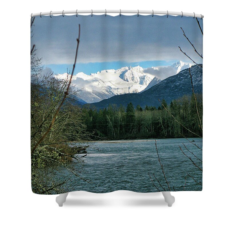 Snowy Peaks Shower Curtain featuring the photograph Snowy peaks in the Cascade range, Washington by Segura Shaw Photography