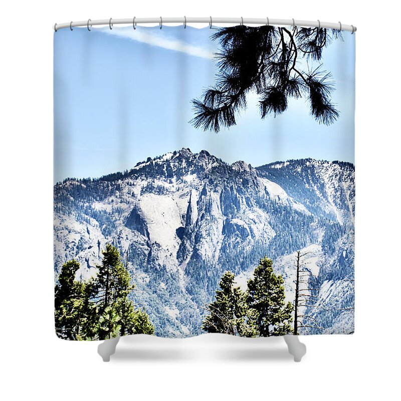 Snowy Peaks Of Sierra Nevada Mountains In Sequoia National Park Shower Curtain featuring the photograph Snowy Peaks of Sierra Nevada in Sequoia National Park, California by Ruth Hager
