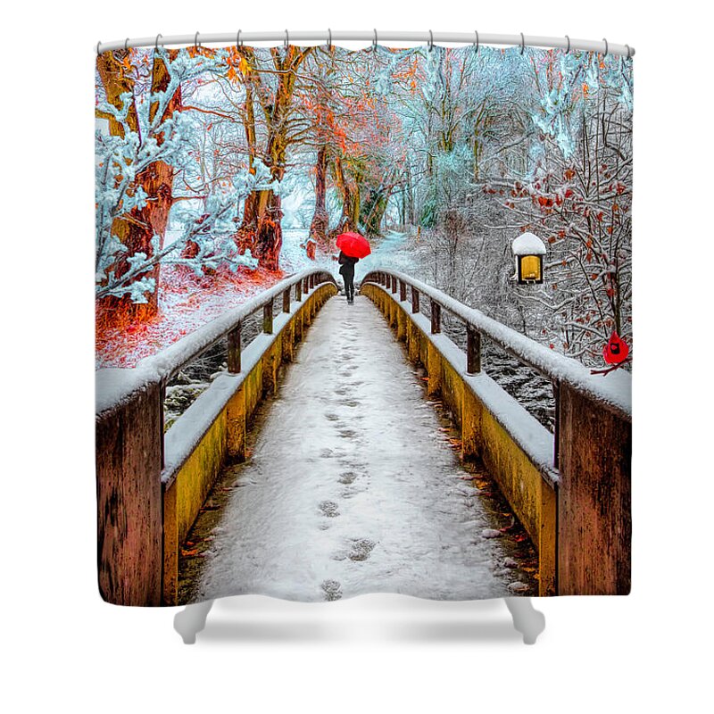 Carolina Shower Curtain featuring the photograph Snowy Walk by Debra and Dave Vanderlaan