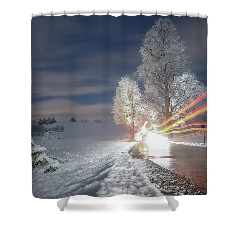 Winter Shower Curtain featuring the photograph Snowy winter wonderland by Andrew Lalchan