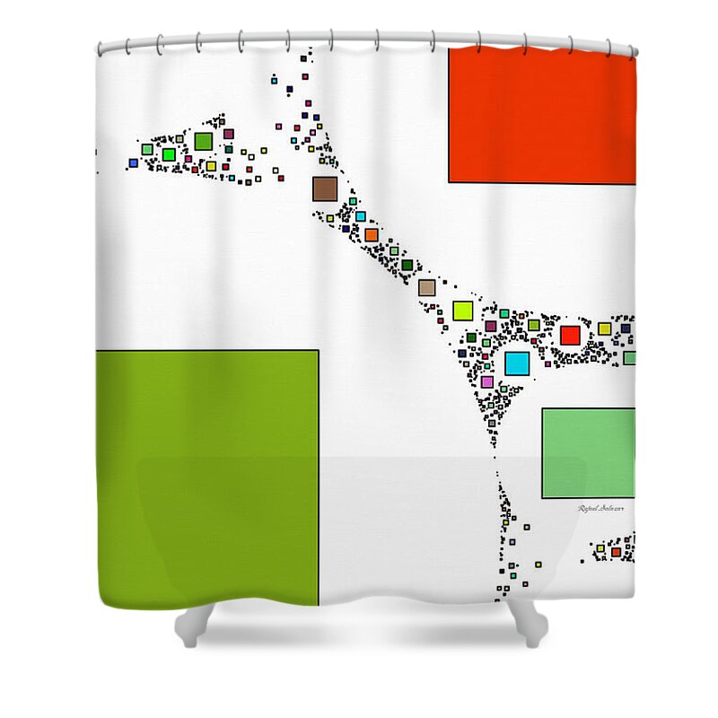 Abstract Shower Curtain featuring the mixed media Social Distancing 3 by Rafael Salazar