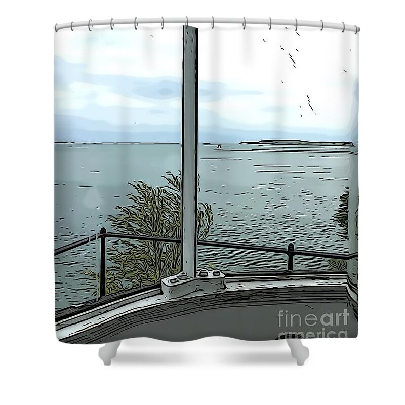 Sodus Point Lighthouse Shower Curtain featuring the digital art Sodus Point Light House by Lorraine Sanderson