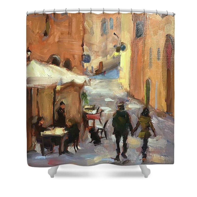 Florence Shower Curtain featuring the painting Soft light of day by Ashlee Trcka