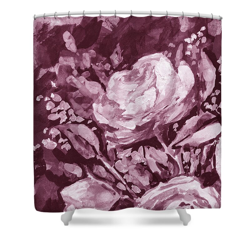 Flowers Shower Curtain featuring the painting Soft Vintage Dusty Pink Flowers Bouquet Summer Floral Impressionism V by Irina Sztukowski