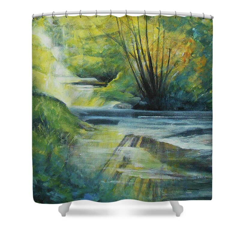 Landscape Shower Curtain featuring the painting Solace by Jane See