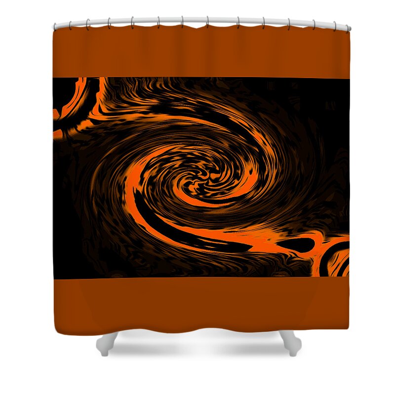 Abstract Art Shower Curtain featuring the digital art Solar Fractal Orange by Ronald Mills