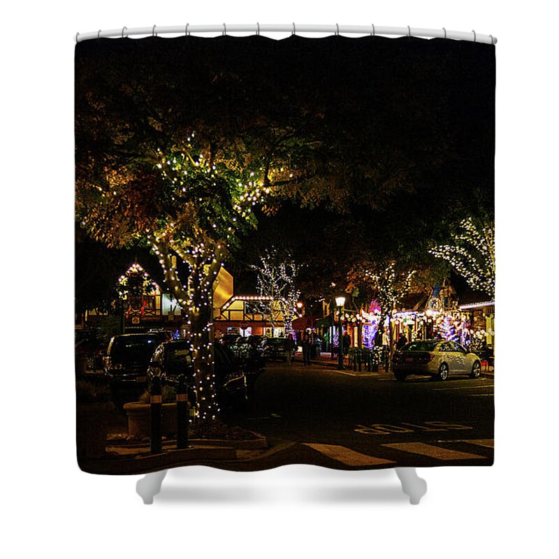Solvang Shower Curtain featuring the photograph Solvang Christmas by Ryan Huebel