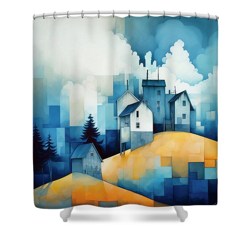 Digital Shower Curtain featuring the digital art Somewhere on a Hill by Jutta Maria Pusl