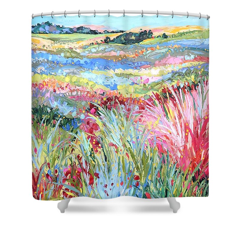 Shower Curtain featuring the painting Somewhere Only We Know by Katie Geis