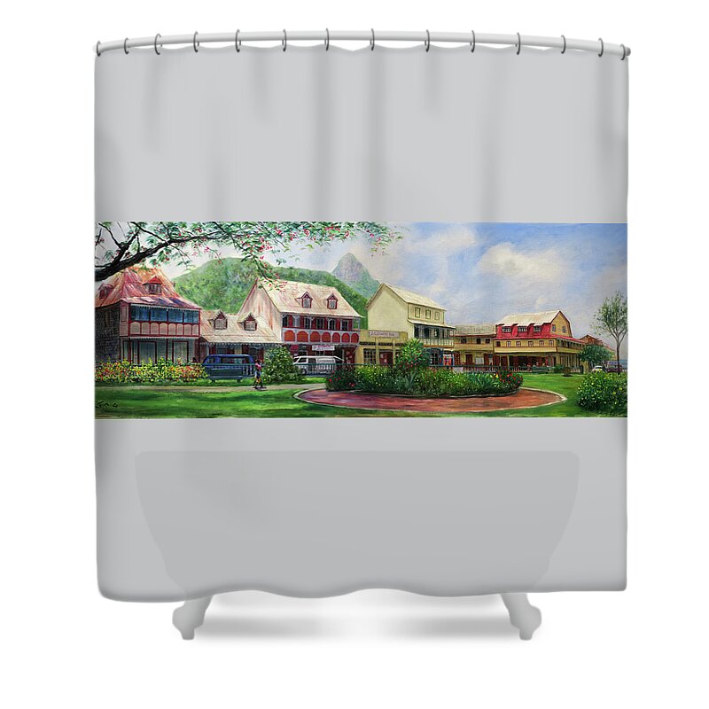 Soufriere Shower Curtain featuring the painting Soufriere Square by Jonathan Gladding