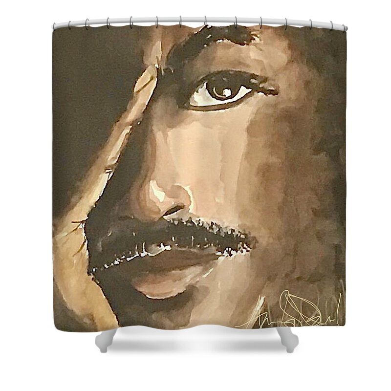  Shower Curtain featuring the painting Soul of a Man by Angie ONeal
