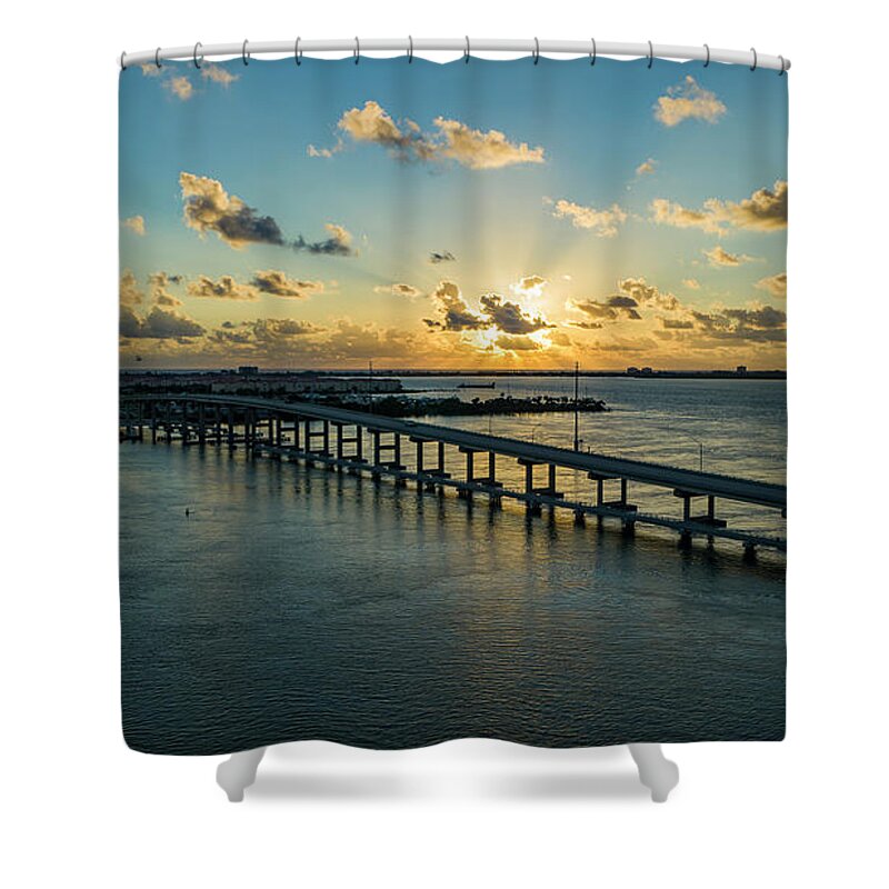 Fort Pierce Shower Curtain featuring the photograph South Bridge Sunrise by Todd Tucker
