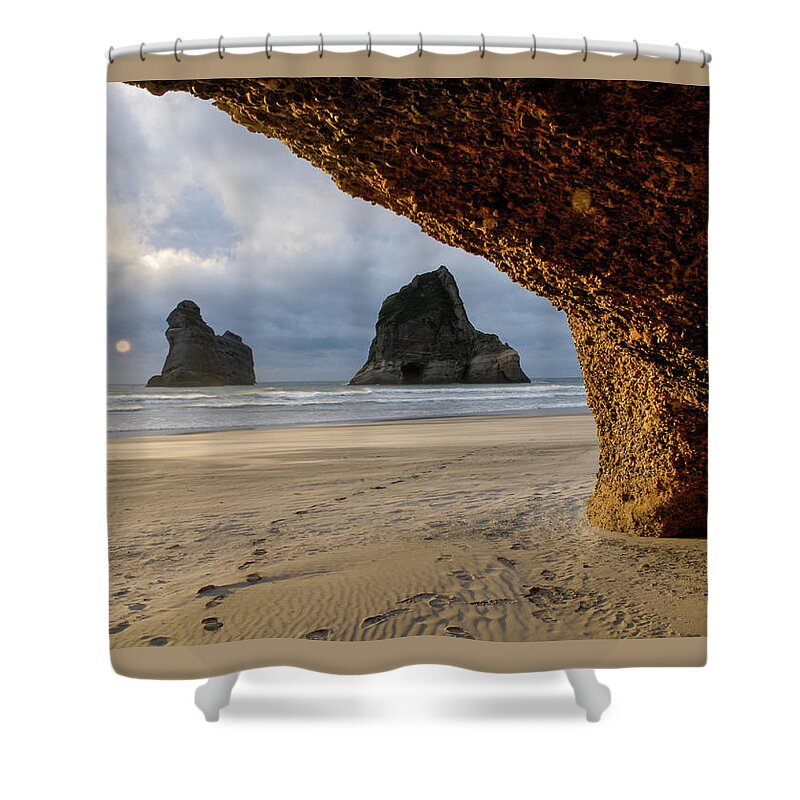 Wharariki Beach Shower Curtain featuring the photograph Castles Of Sand - Farewell Spit, South Island. New Zealand by Earth And Spirit