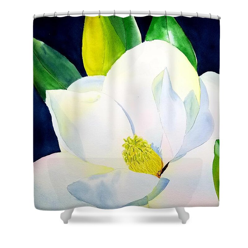 Southern Magnolia Shower Curtain featuring the painting Southern Magnolia by Ann Frederick