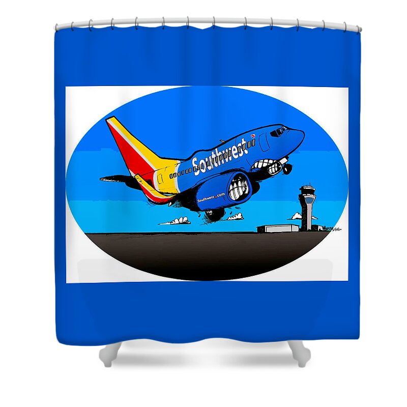 Boeing Shower Curtain featuring the drawing Southwest 737 by Michael Hopkins