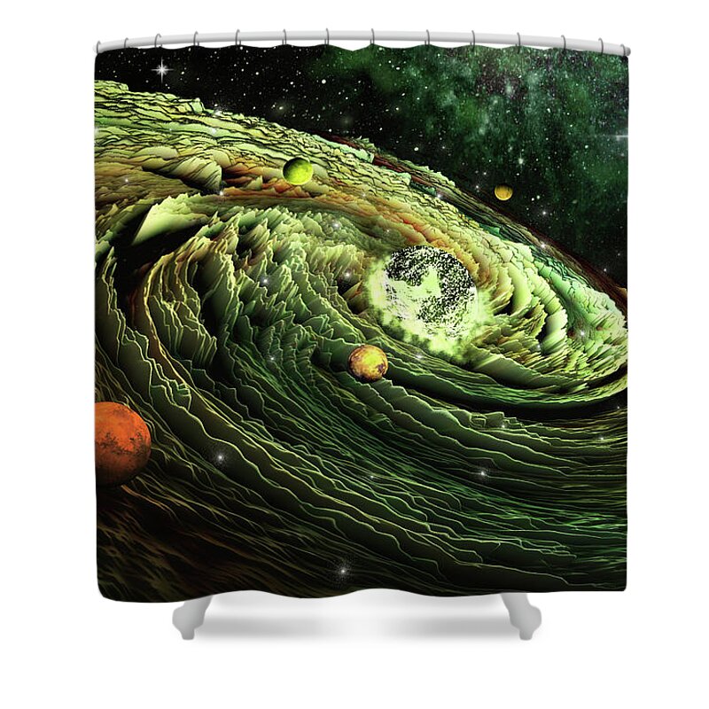 Art Shower Curtain featuring the digital art Space Adventures Galaxy G20 by Artful Oasis