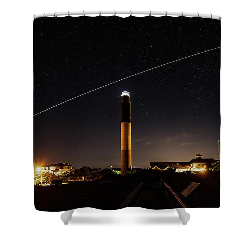 Caswell Beach Shower Curtain featuring the photograph Space Station at the Lighthouse by Nick Noble