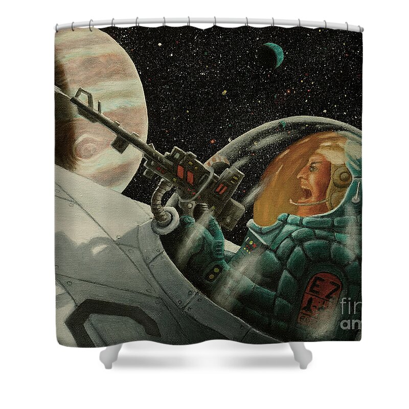 Space Shower Curtain featuring the painting Space warrior by Ken Kvamme