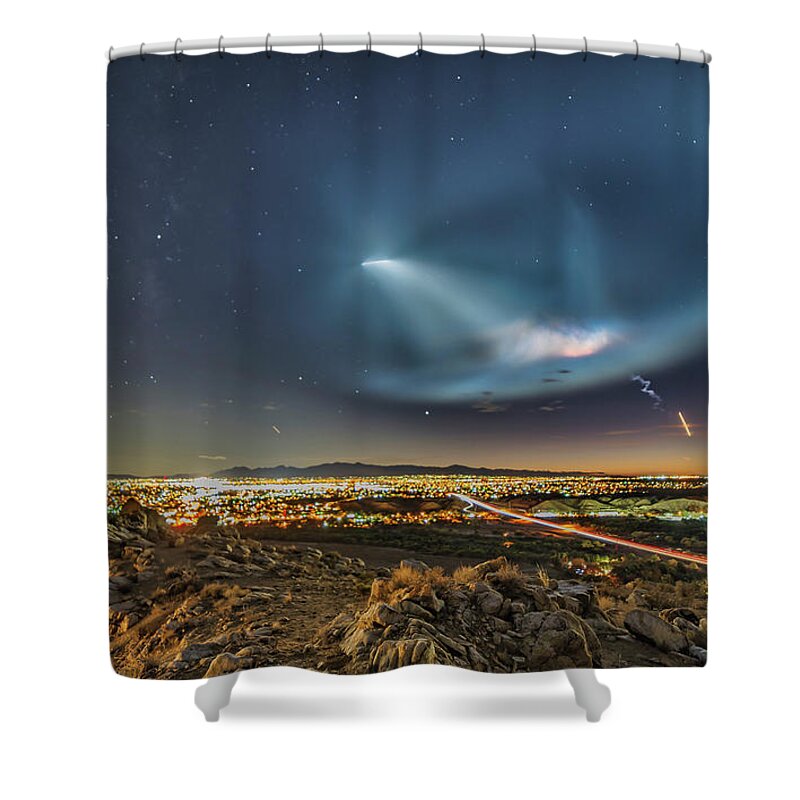 Space X Shower Curtain featuring the photograph SpaceX Launch 2018 by Daniel Hayes