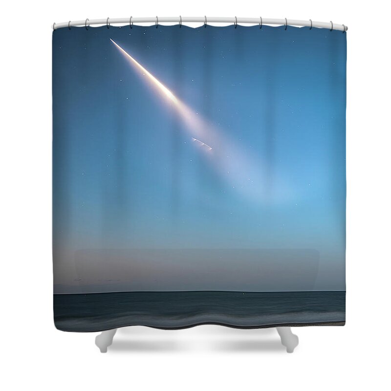 Spacex Shower Curtain featuring the photograph SpaceX on the way to the ISS by Nick Noble