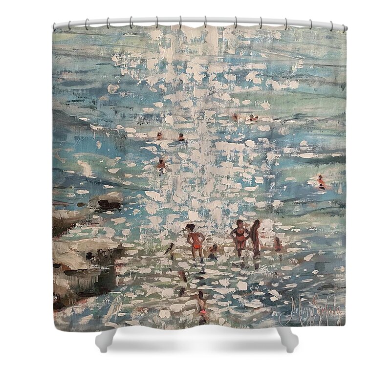Ocean Shower Curtain featuring the painting Sparkle Spot by Maggii Sarfaty