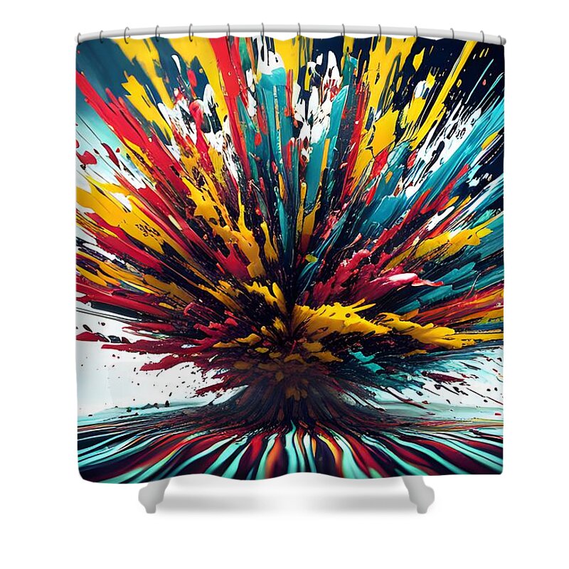 Ibrant Colors Shower Curtain featuring the digital art Spectacular Color Explosion - Bursting with Colorful Energy and Visual Delights by Artvizual