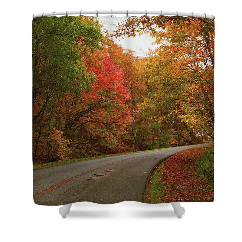 Smokies. Shower Curtain featuring the photograph Spectacular colors ahead by Dennis Baswell