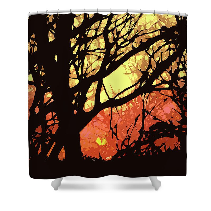Sunset Shower Curtain featuring the digital art Spectacular Sunset by Nancy Olivia Hoffmann