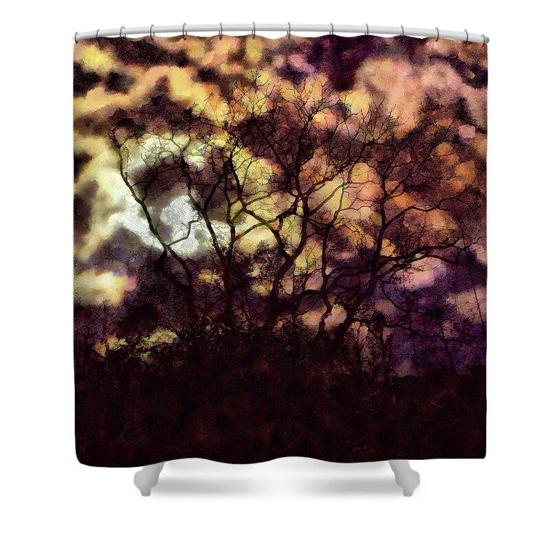 Tree Shower Curtain featuring the mixed media Spectral Tree by Christopher Reed