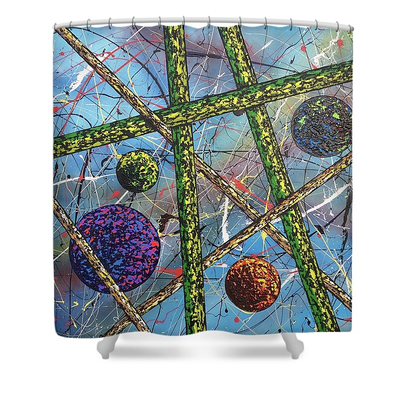 Abstract Shower Curtain featuring the painting Spheres #5 by Micah Guenther
