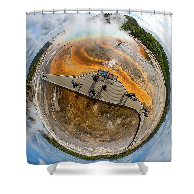 Grand Prismatic Spring Shower Curtain featuring the photograph Spherical Grand Prismatic Spring - Yellowstone National Park - Wyoming by Bruce Friedman