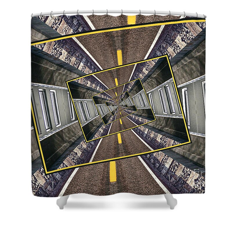Droste Effect Shower Curtain featuring the digital art Spinning Tunnel by Phil Perkins
