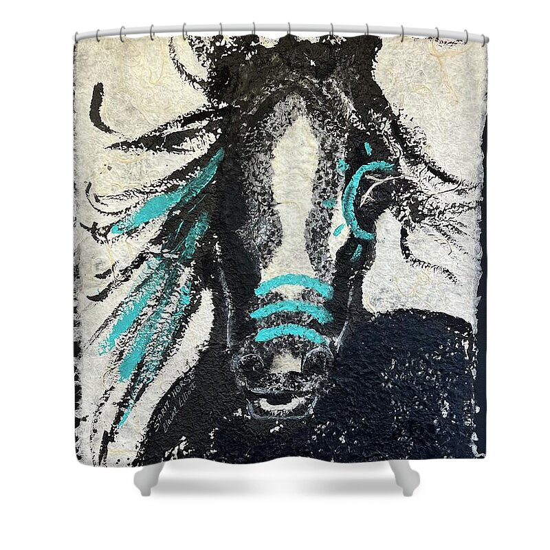 Horse Shower Curtain featuring the painting Spirit Horse by Elaine Elliott