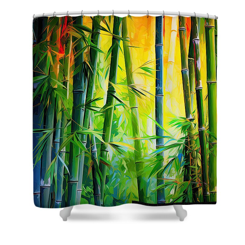 Bamboo Shower Curtain featuring the painting Spirit Of Summer- Bamboo Artwork by Lourry Legarde
