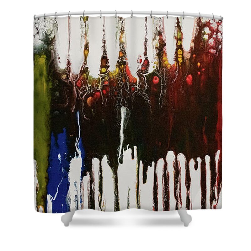 Pour Shower Curtain featuring the mixed media Spirited by Aimee Bruno