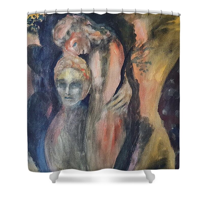 Sculpture Shower Curtain featuring the painting Spirits of the Trees by Enrico Garff
