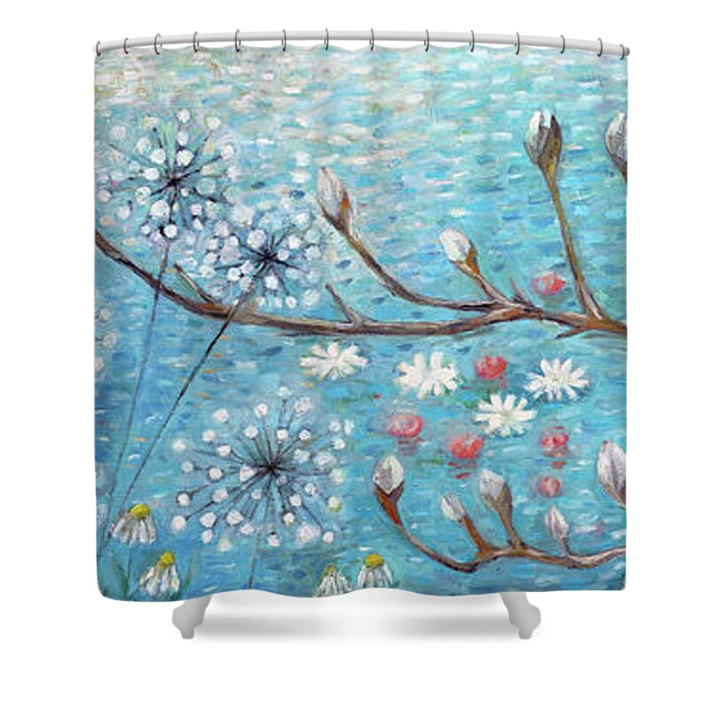 Spiritual Shower Curtain featuring the painting Spiritual Garden by Manami Lingerfelt