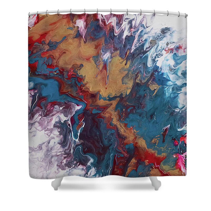 Gold Shower Curtain featuring the mixed media Splash of Gold by Aimee Bruno