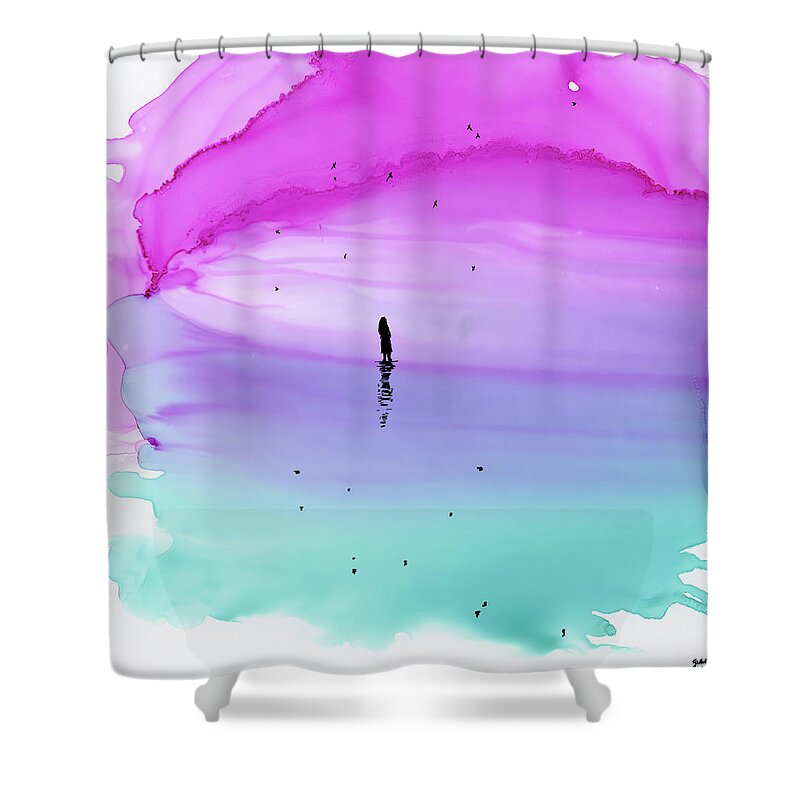 Alcohol Shower Curtain featuring the painting Splendid Tempests Three by KC Pollak