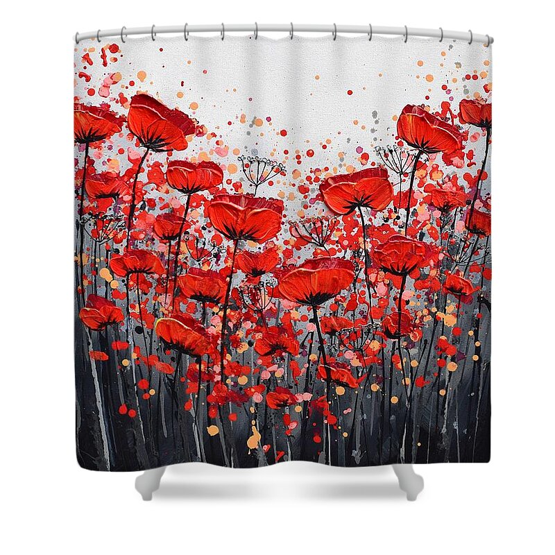 Red Poppies Shower Curtain featuring the painting Splendor of Poppies by Amanda Dagg