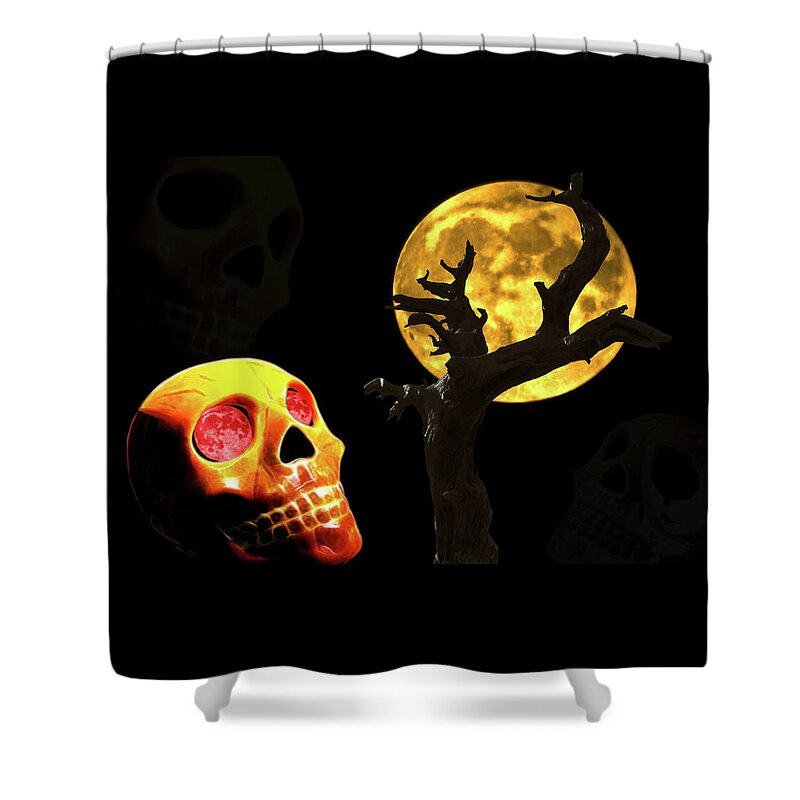 Skull Shower Curtain featuring the photograph Spooky Night by Shane Bechler