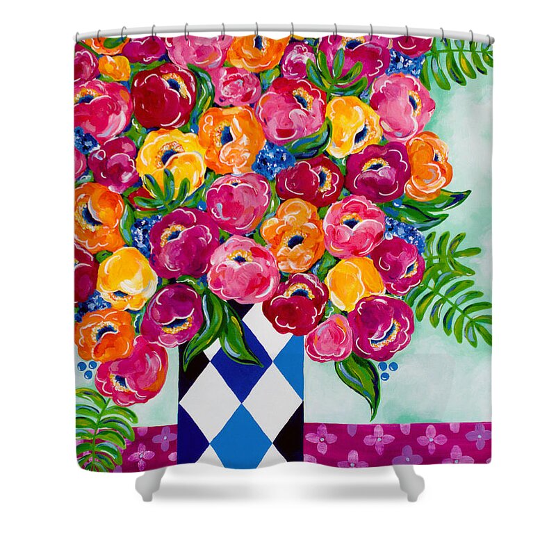 Flower Bouquet Shower Curtain featuring the painting Spring Blooms by Beth Ann Scott