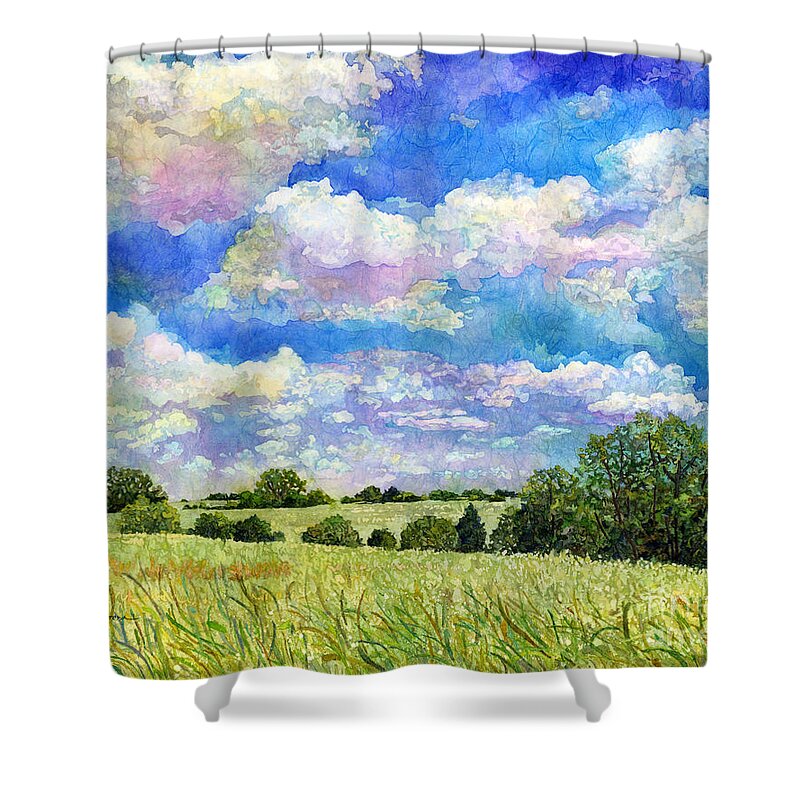 Clouds Shower Curtain featuring the painting Spring Day by Hailey E Herrera