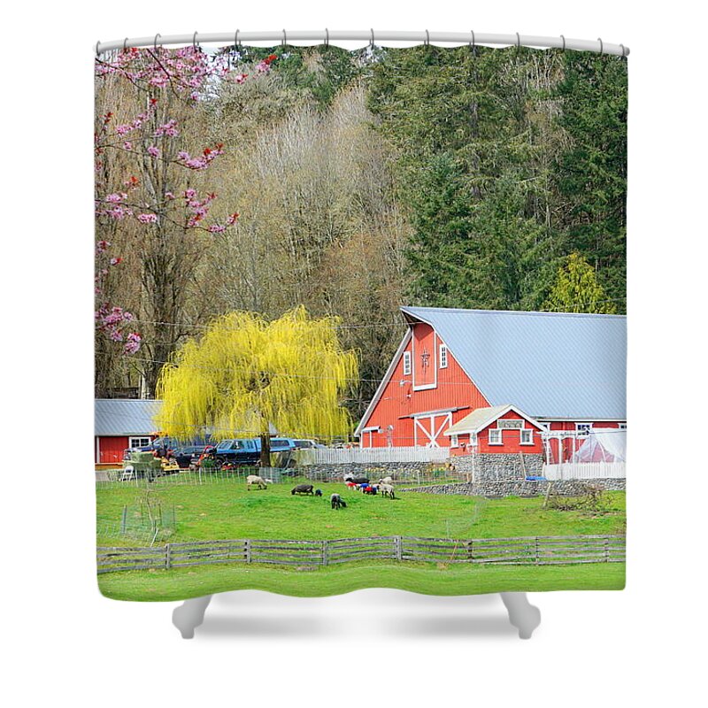 Landscape Shower Curtain featuring the photograph Spring Farm by Bill TALICH
