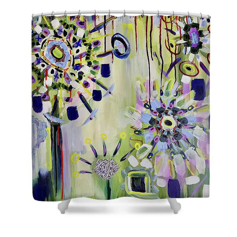 Contemporary Shower Curtain featuring the painting Spring Green by Catherine Gruetzke-Blais